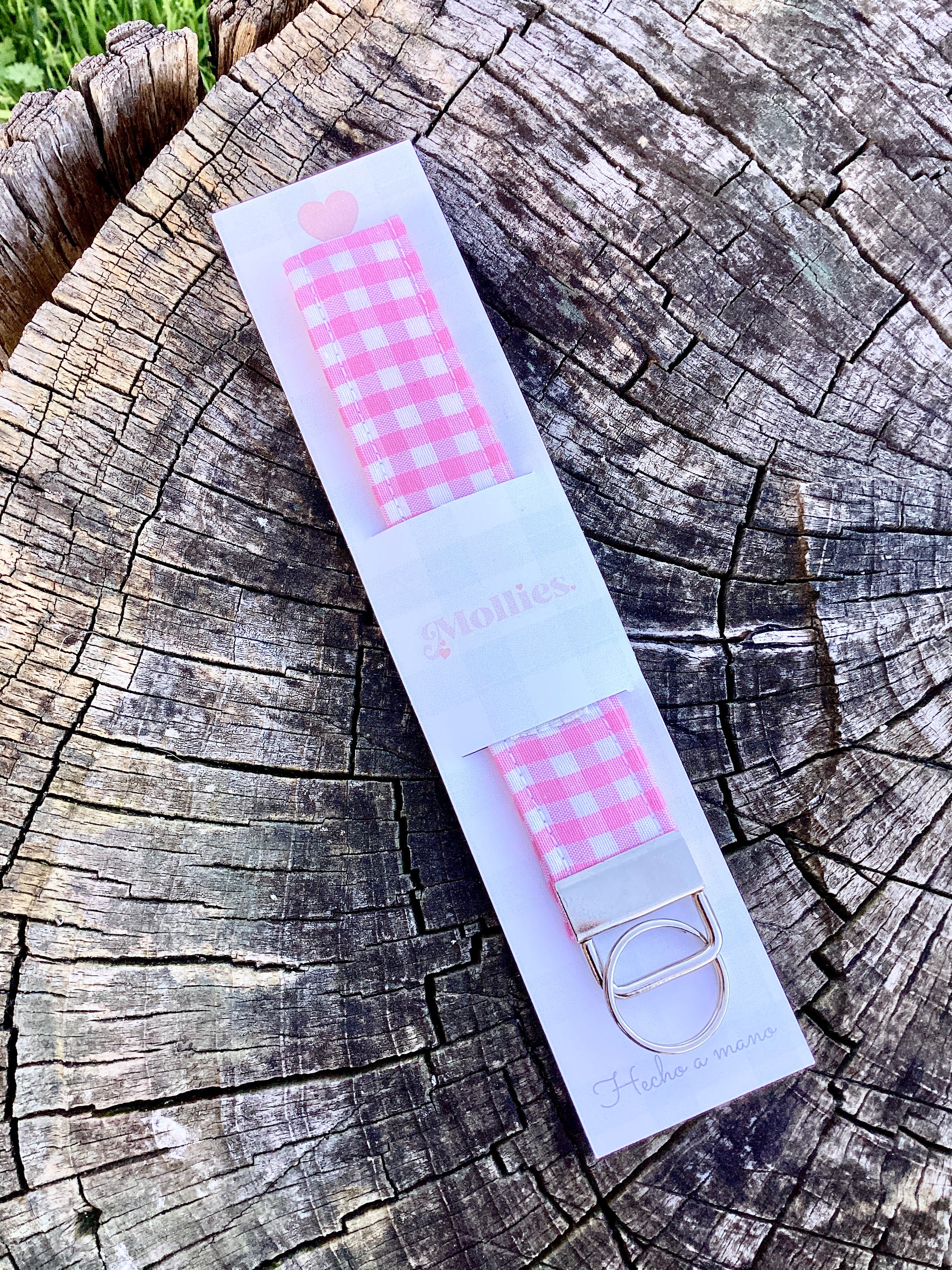 Llavero Vichy rosa