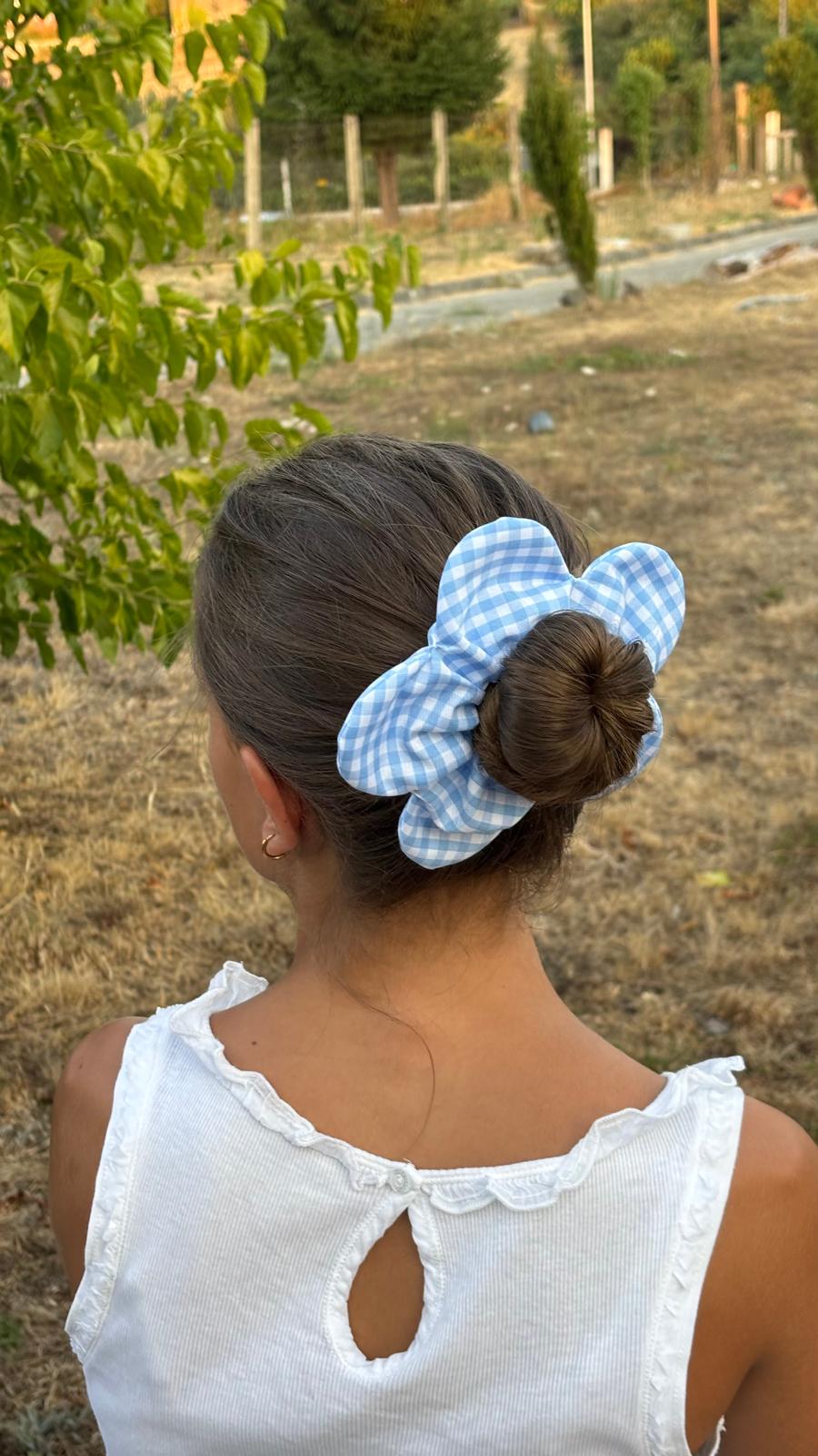 Coletero Flor Vichy Azul